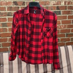 Red and black flannel top
